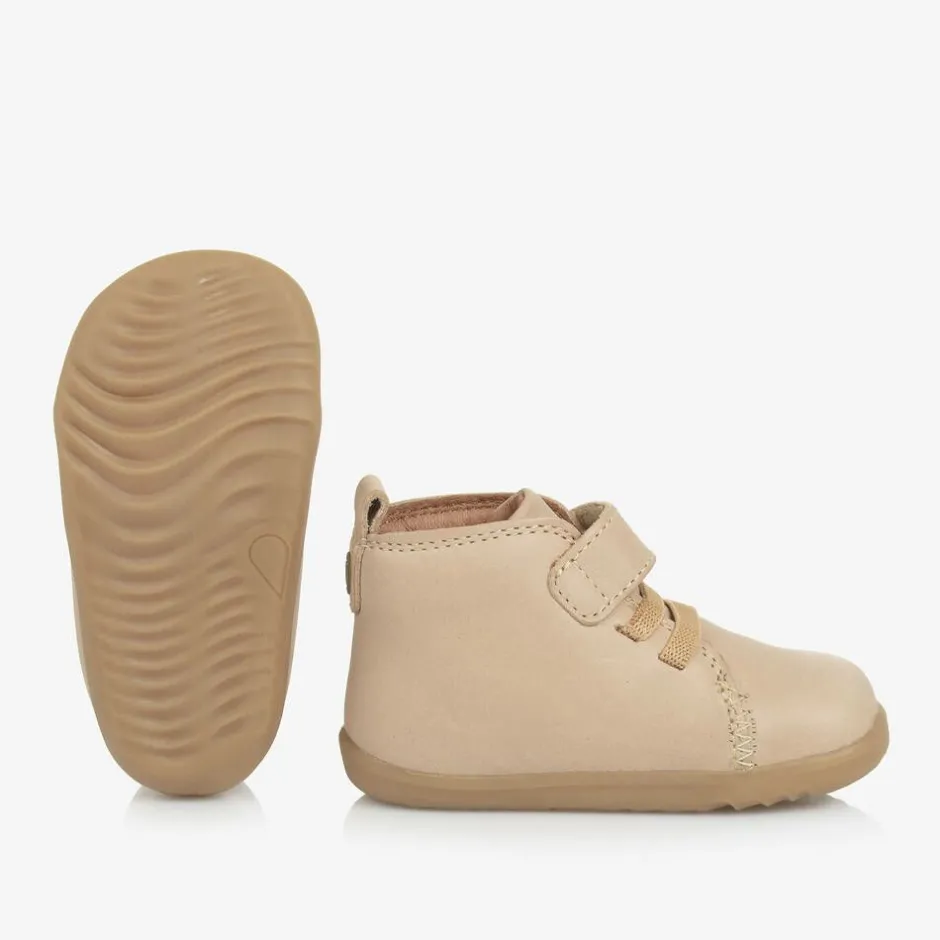 Bobux Step Up Beige Leather First Walker Boots Best