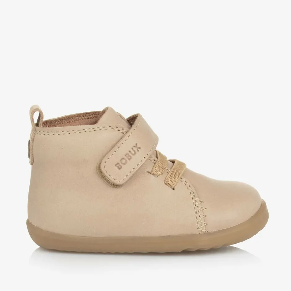 Bobux Step Up Beige Leather First Walker Boots Best
