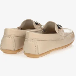 Childrens Classics Beige Leather Moccasin Shoes Online