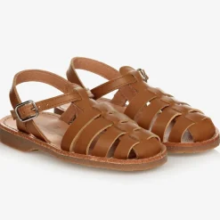 Childrens Classics Beige Leather Sandals Clearance