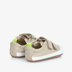 Tip Toey Joey Beige Leather Velcro Trainers Outlet