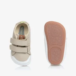 Tip Toey Joey Beige Leather Velcro Trainers Outlet
