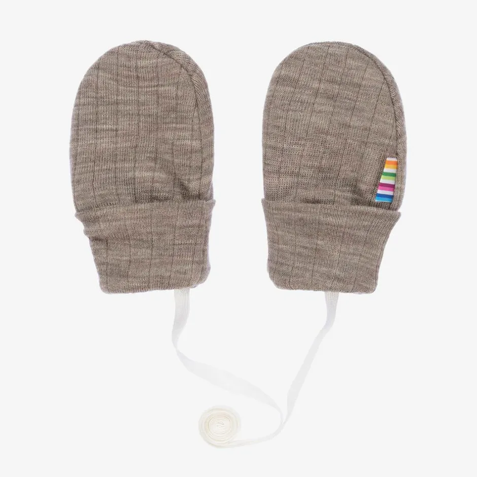 Joha Beige Merino Wool Baby Mittens New
