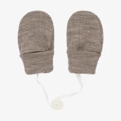Joha Beige Merino Wool Baby Mittens New