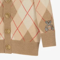 Burberry Beige Merino Wool Knit Baby Cardigan