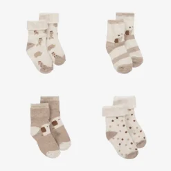 Mayoral Newborn Beige Organic Cotton Baby Socks (4 Pack) Sale