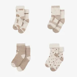 Mayoral Newborn Beige Organic Cotton Baby Socks (4 Pack) Sale