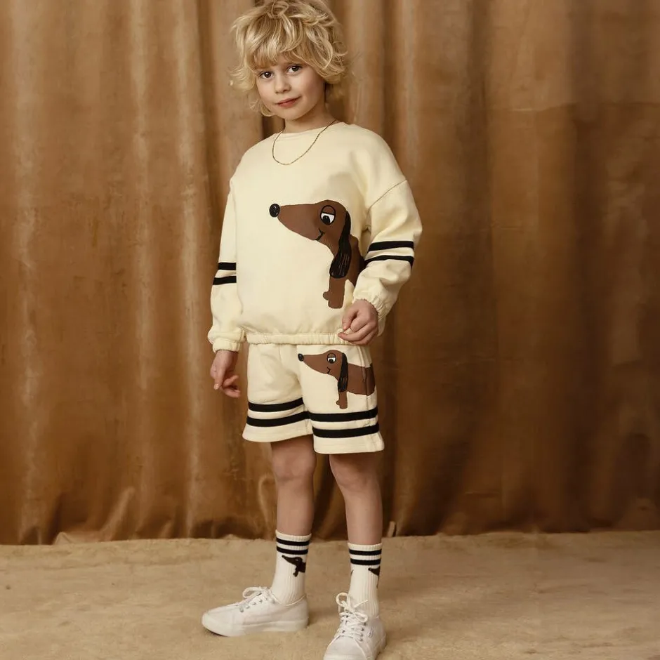 Mini Rodini Beige Organic Cotton Dog Print Shorts Outlet