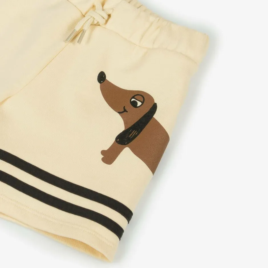 Mini Rodini Beige Organic Cotton Dog Print Shorts Outlet