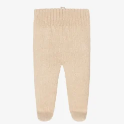 NaturaPura Beige Organic Cotton-Knit Baby Trousers Outlet