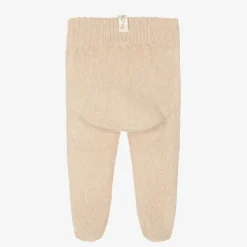 NaturaPura Beige Organic Cotton-Knit Baby Trousers Outlet
