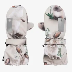 Molo Beige Rabbit Thermal Mittens Sale