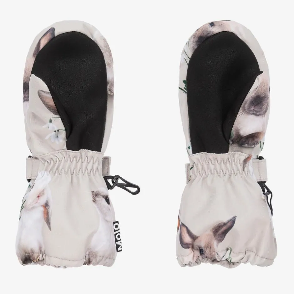 Molo Beige Rabbit Thermal Mittens Sale