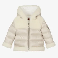 Moncler Enfant Beige Sherpa & Down Hooded Dofi Jacket Outlet