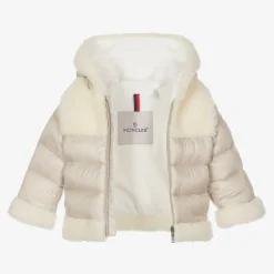 Moncler Enfant Beige Sherpa & Down Hooded Dofi Jacket Outlet
