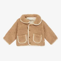 The Little Tailor Beige Sherpa Fleece Reversible Quilted Jacket Sale