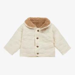 The Little Tailor Beige Sherpa Fleece Reversible Quilted Jacket Sale