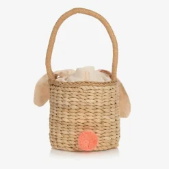 Meri Meri Beige Straw Bunny Basket Bag (18cm)