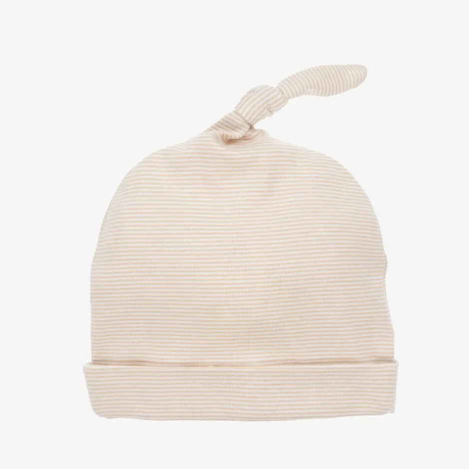 Kissy Kissy Beige Striped Cotton Honey Bear Cubs Baby Hat Outlet