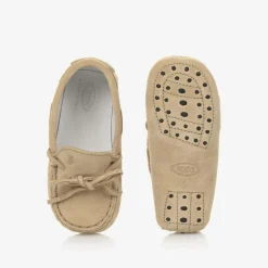 Tods Beige Suede Leather Pre-Walker Moccasins Outlet