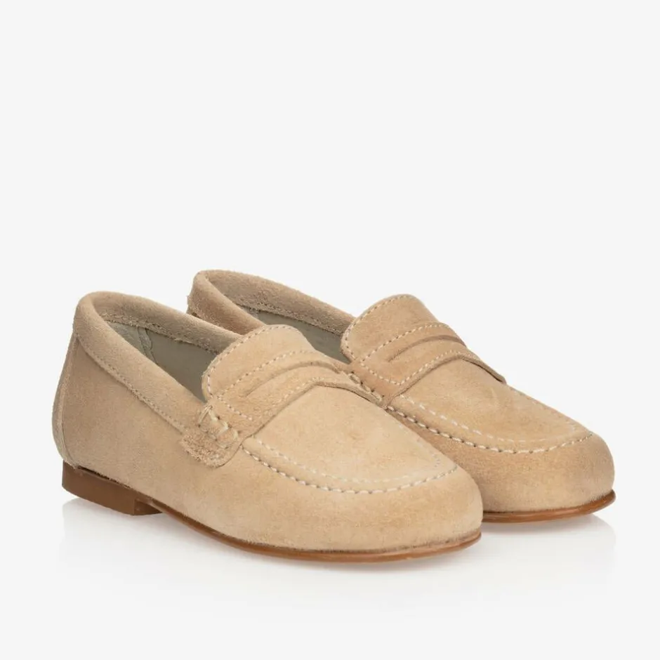 Childrens Classics Beige Suede Shoes Hot
