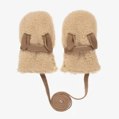 Donsje Beige Teddy Fleece Mittens Hot