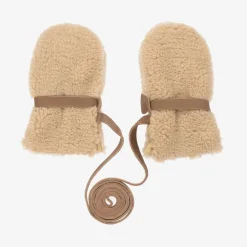 Donsje Beige Teddy Fleece Mittens Hot