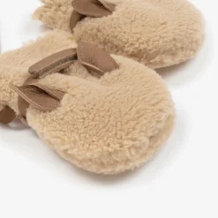 Donsje Beige Teddy Fleece Mittens Hot