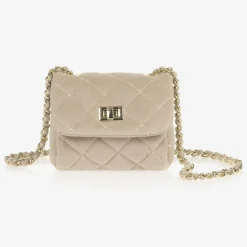 Milledeux Beige Velvet Quilted Bag (13cm) Clearance