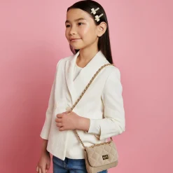 Milledeux Beige Velvet Quilted Bag (13cm) Clearance