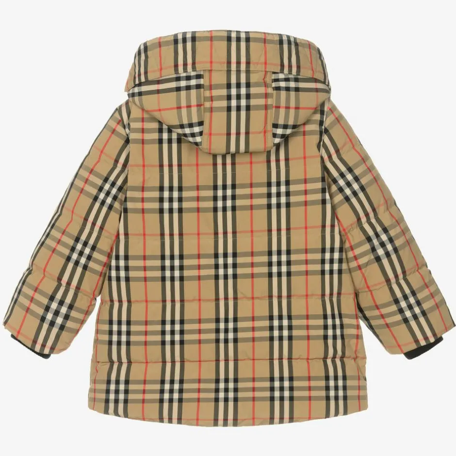 Burberry Beige Vintage Check Down Coat New