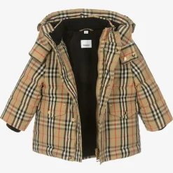 Burberry Beige Vintage Check Down Coat New