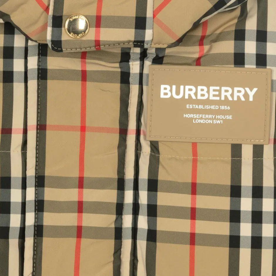 Burberry Beige Vintage Check Down Coat New