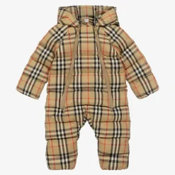 Burberry Beige Vintage Check Down Baby Snowsuit Hot