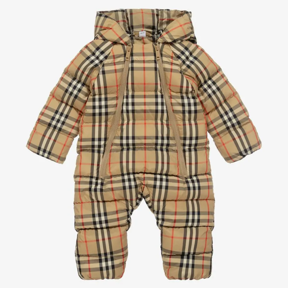 Burberry Beige Vintage Check Down Baby Snowsuit Hot