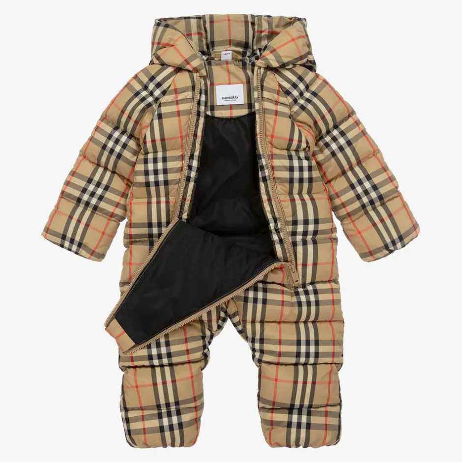 Burberry Beige Vintage Check Down Baby Snowsuit Hot