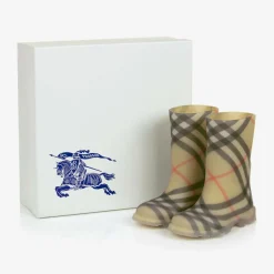 Burberry Beige Vintage Check Rain Boots Clearance