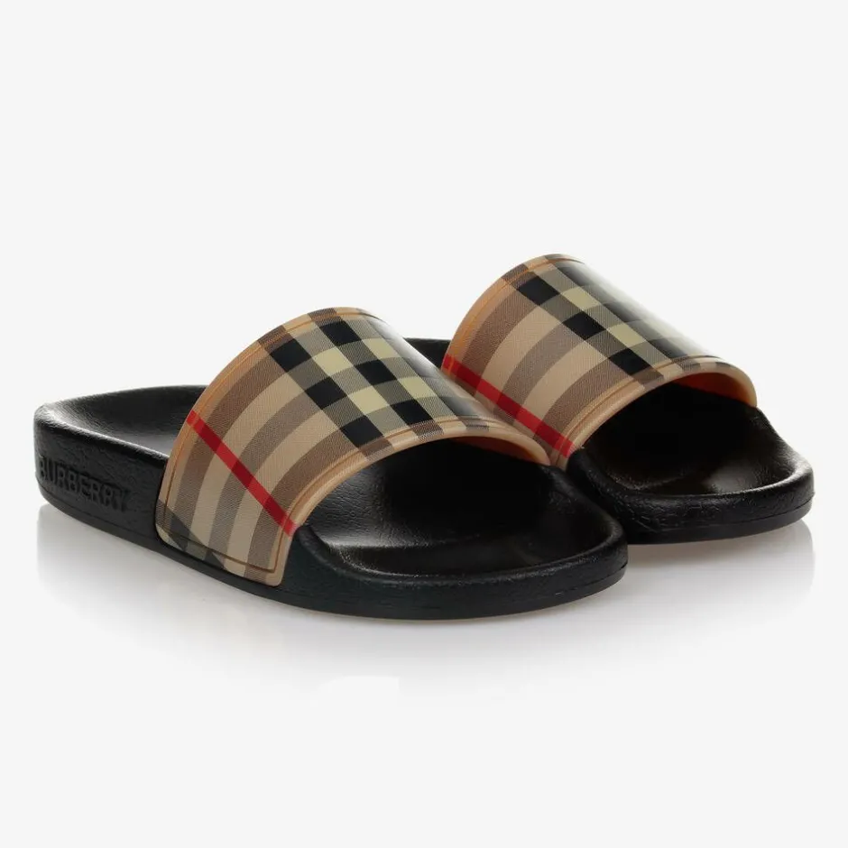 Burberry Beige Vintage Check Sliders Outlet