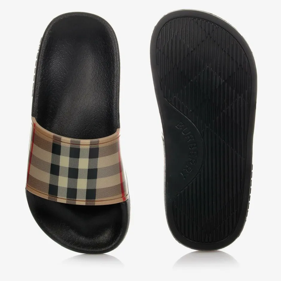 Burberry Beige Vintage Check Sliders Outlet