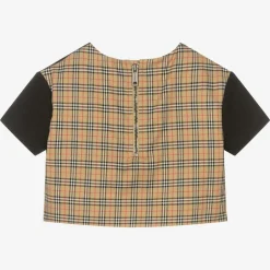 Burberry Black & Beige Check Baby T-Shirt Clearance