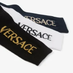 Versace Black & Blue Cotton Ankle Socks (3 Pack) Online