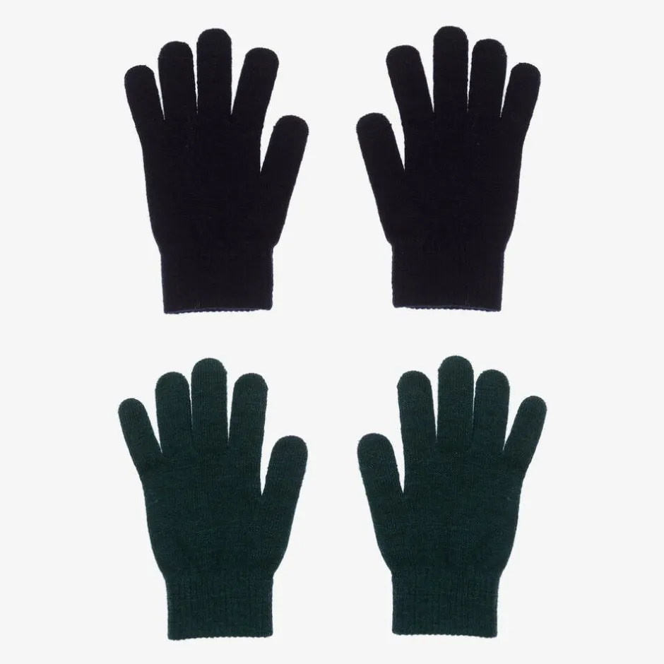 Molo Black & Green Knitted Gloves (2 Pack) Outlet