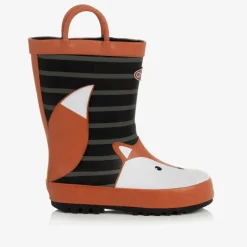 Chipmunks Black & Orange Fox Rain Boots