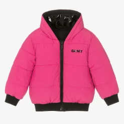 DKNY Black & Pink Reversible Puffer Jacket Online