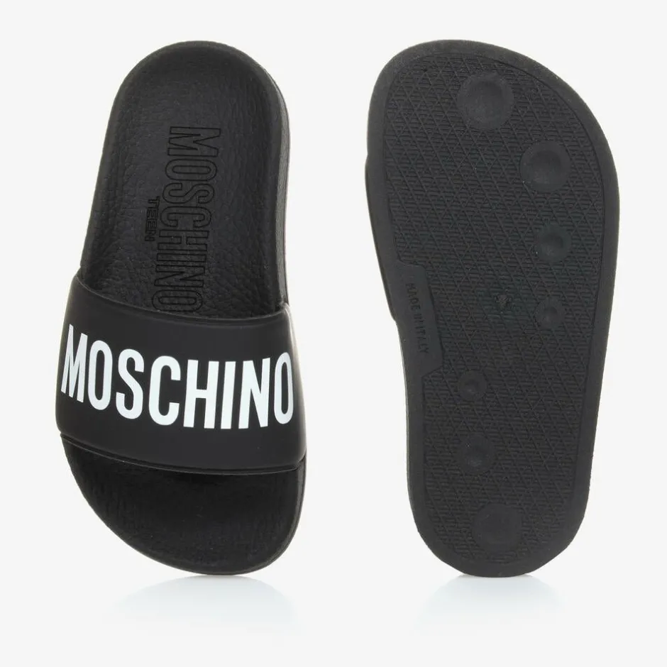 Moschino Kid-Teen Black & White Sliders Hot