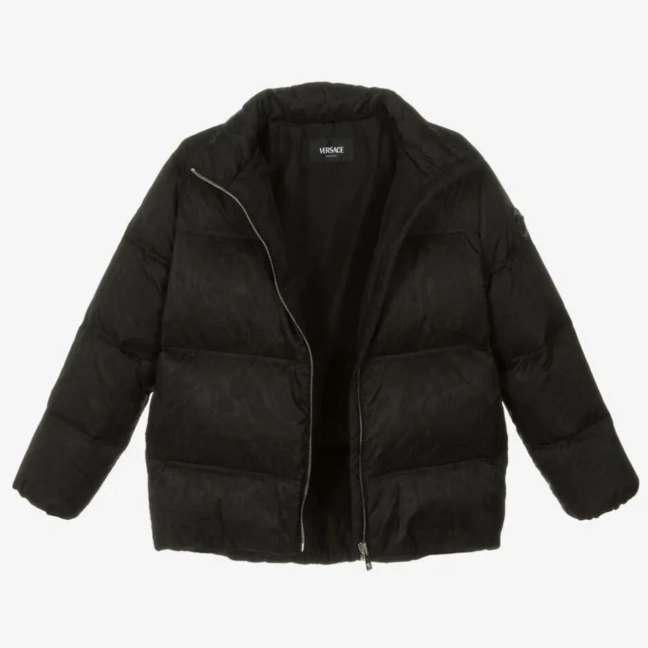 Versace Black Barocco Down-Padded Coat Sale
