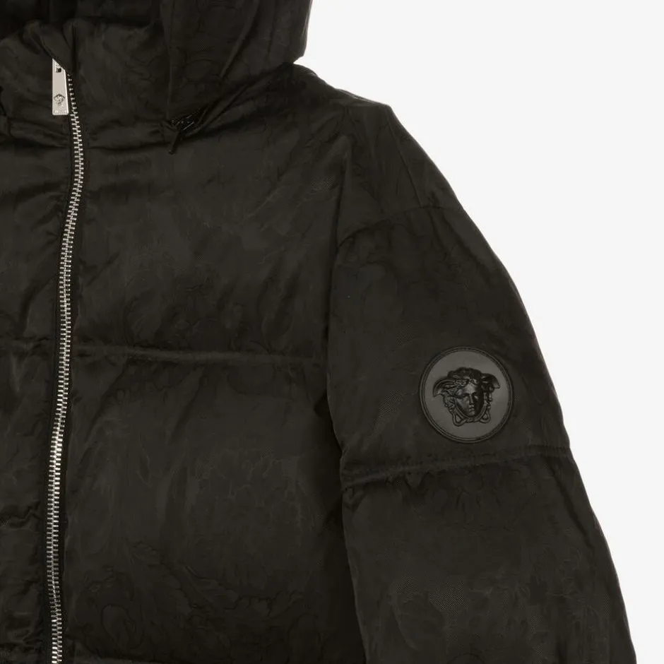 Versace Black Barocco Down-Padded Coat Sale