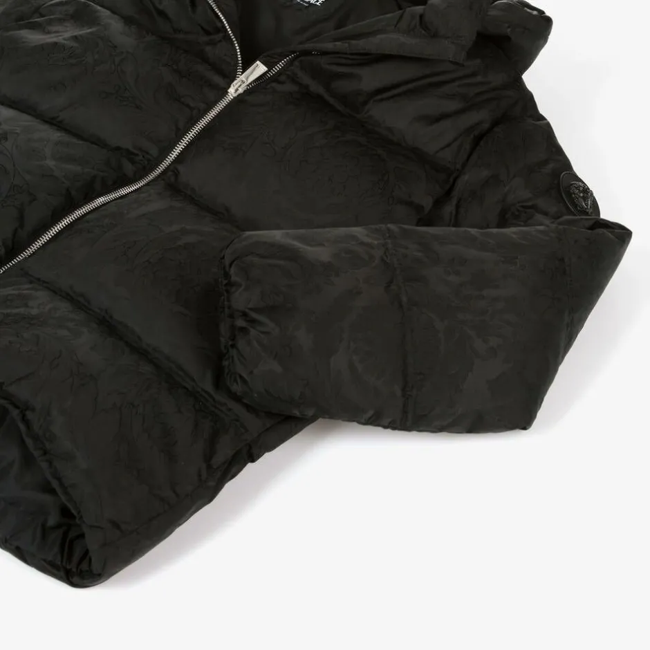 Versace Black Barocco Down-Padded Coat Sale