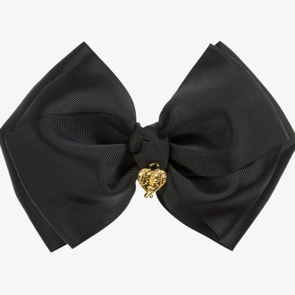 Angels Face Black Bow Hair Clip (19cm)