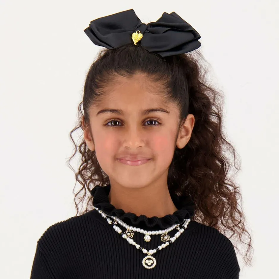 Angels Face Black Bow Hair Clip (19cm)